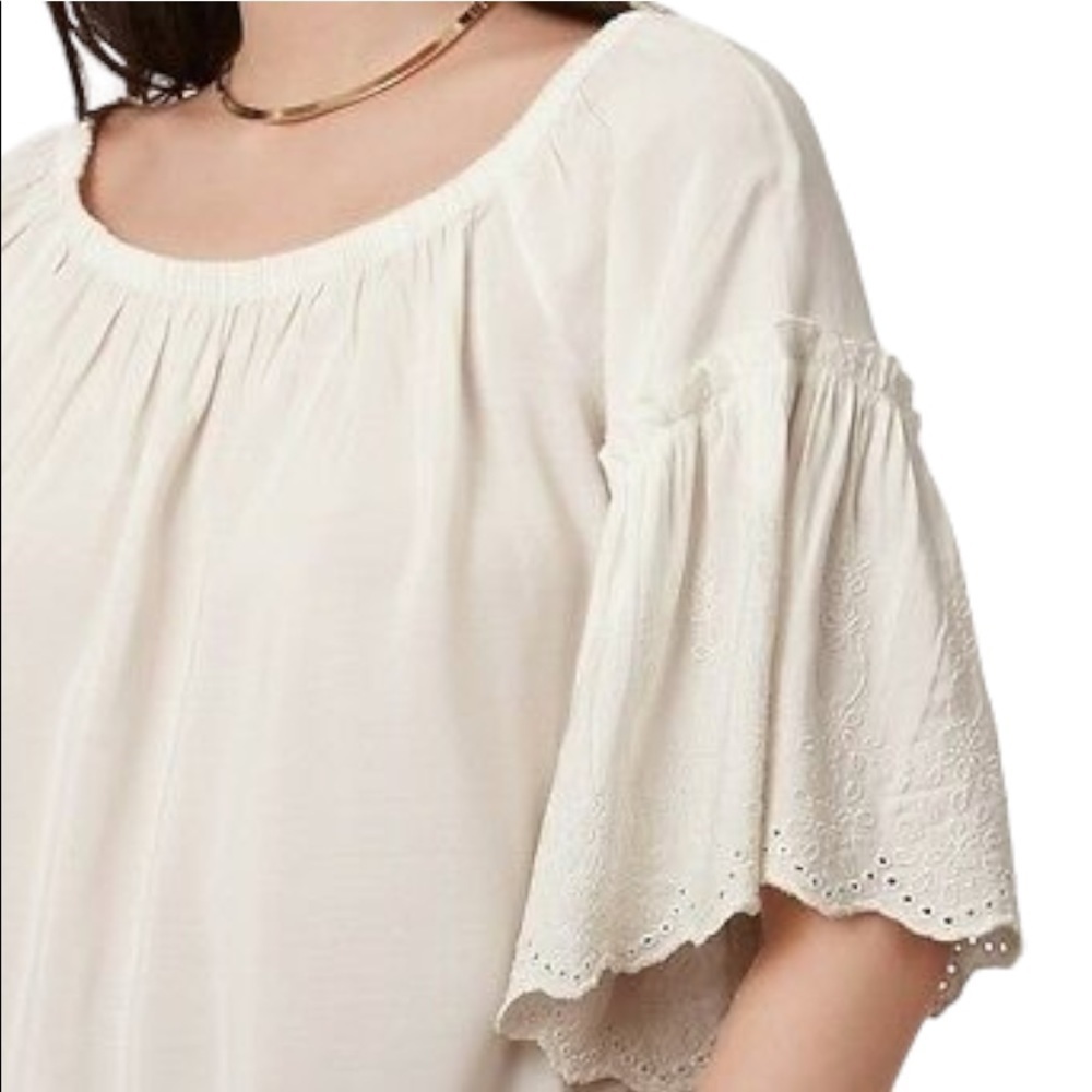LOFT Boho Off The Shoulder Bell Sleeve Eyelet Top